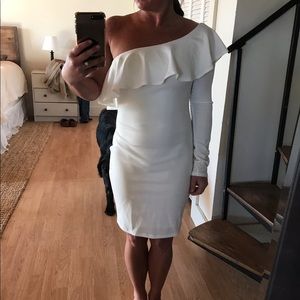 One-Shoulder Flounce Mini Dress